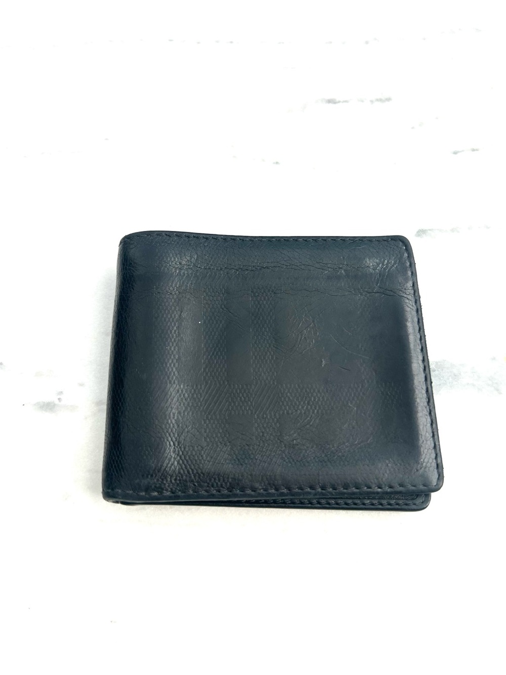 Men’s Burberry black on black plaid Leather Bifold Wallet